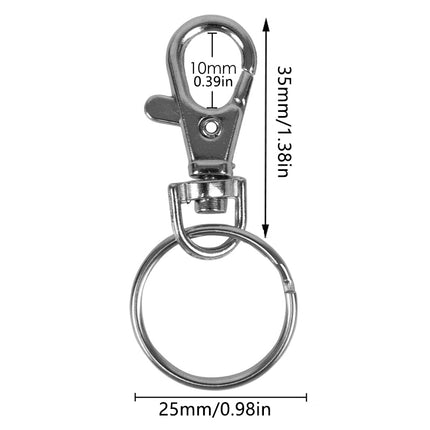 20X Swivel Lobster Clasp Clips Hook Alloy Key Ring Split Keychain Durable