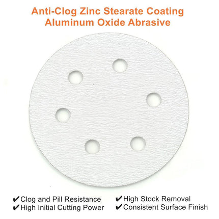 100x 123mm 6/8-Hole Sanding Discs Hook Loop Orbital Sander Pads 80 120 240 Grit