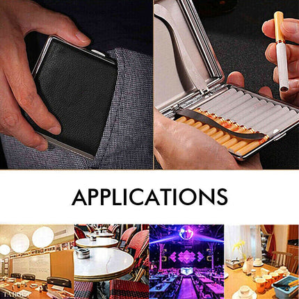 Stainless Steel+Pu Cigar Cigarette Tobacco Case Pocket Pouch Holder Box Au Stock