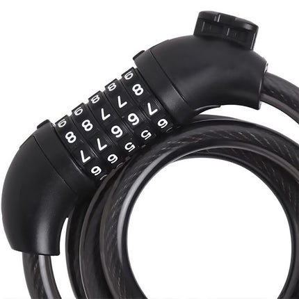 5 Digit Combination Bike Cable Lock 1.2m x 12mm with Mount Bracket