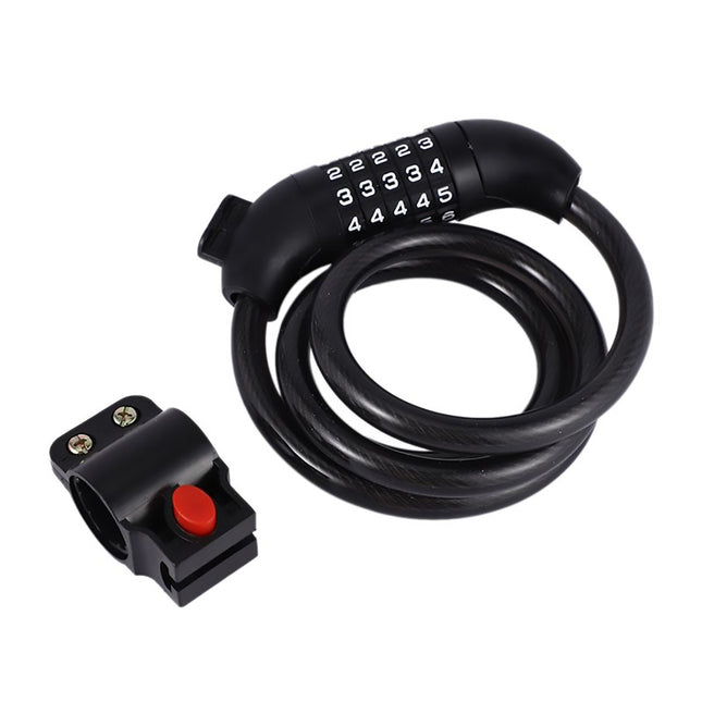 5 Digit Combination Bike Cable Lock 1.2m x 12mm with Mount Bracket