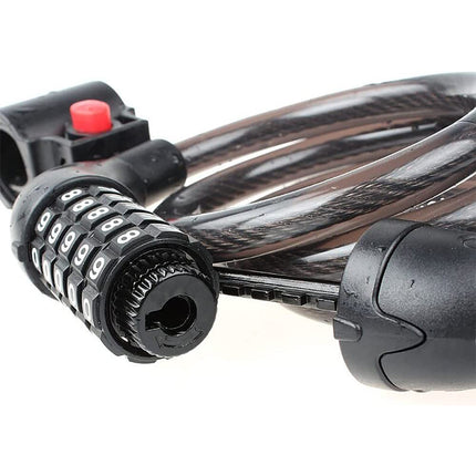 5 Digit Combination Bike Cable Lock 1.2m x 12mm with Mount Bracket