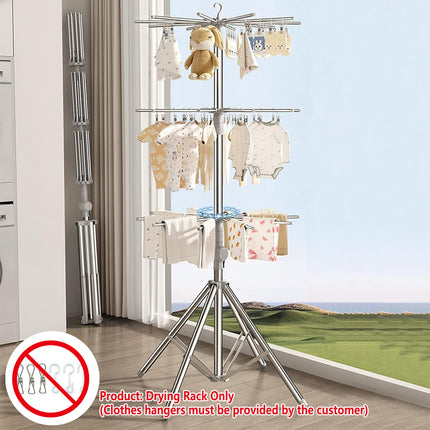 Folding Drying Rack Floor Stand Multi Functional Clothes Laundry Hanger Indoor