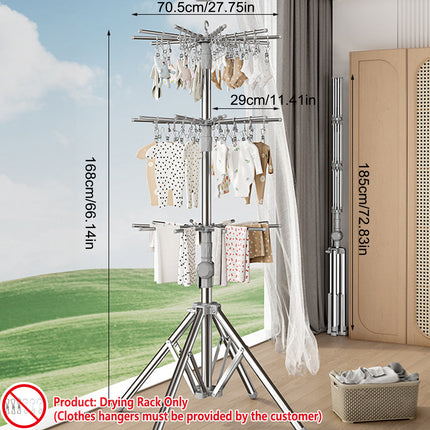 Folding Drying Rack Floor Stand Multi Functional Clothes Laundry Hanger Indoor