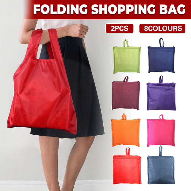 2pcs Foldable Portable Shopping Bags Reusable Eco-Friendly Washable Storage Bags