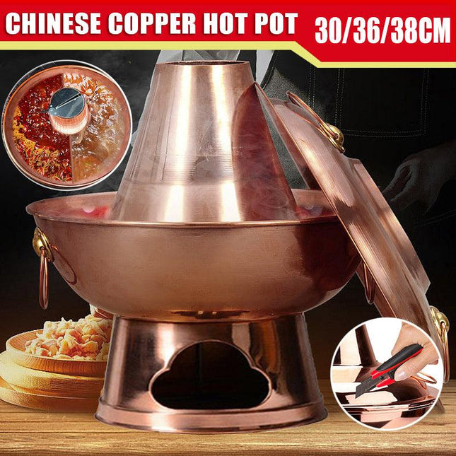 Stainless Steel Charcoal Chinese Copper Hot Pot Old Beijing Cookware Camping HOT - Aimall