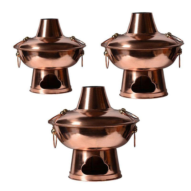Stainless Steel Charcoal Chinese Copper Hot Pot Old Beijing Cookware Camping HOT - Aimall