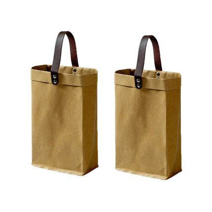 2PCS Kraft Paper Tote Bags with Handles Reusable for Grocery Store Shop Use