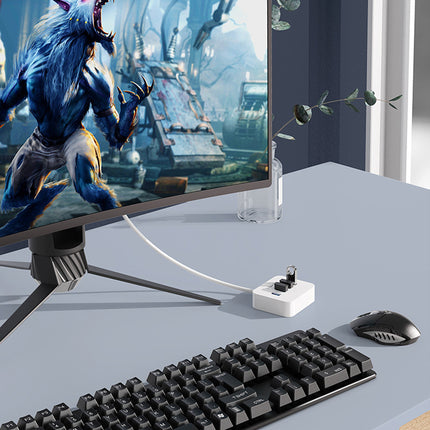 USB 3.0 HUB 4 Port Ultra-Thin Design Portable Built-in Cable for PC Laptop Mac