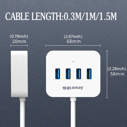 USB 3.0 HUB 4 Port Ultra-Thin Design Portable Built-in Cable for PC Laptop Mac