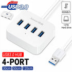 USB 3.0 HUB 4 Port Ultra-Thin Design Portable Built-in Cable for PC Laptop Mac