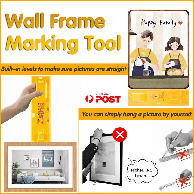 Picture Hanging Tool Tools Frame Hanger Easy Wall Photo Hanging Level Ruler Au - Aimall