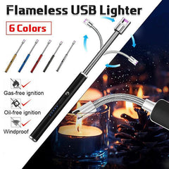 Electric Flameless USB Lighter BBQ Windproof Cooking Kitchen Candle Rechargeable - Aimall