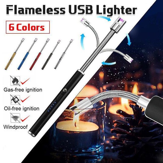 Electric Flameless USB Lighter BBQ Windproof Cooking Kitchen Candle Rechargeable - Aimall