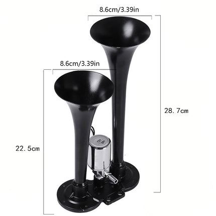 12V 24V Dual Trumpet Air Horn with Electric Valve 110dB for Truck Boat Lorry