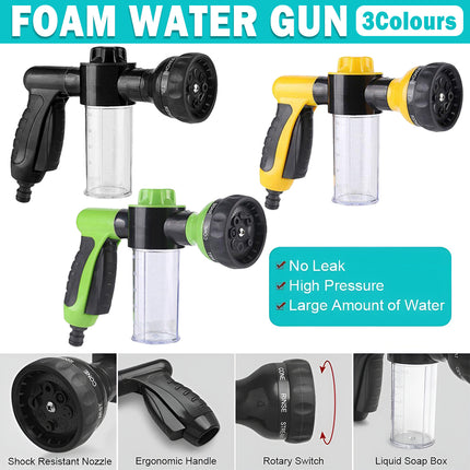 Washing Nozzle Plant Pet Hose 8-Mode Garden Car Water Foam Sprayer Soap Dispenser