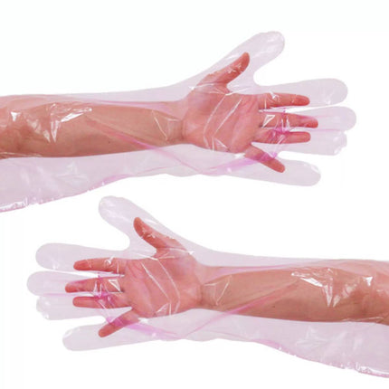 50pcs Clear Long Arm Glove Plastic Farm Glove Disposable Vet Glove Midwifery