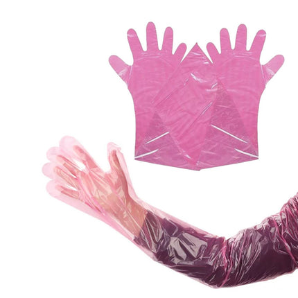 50pcs Clear Long Arm Glove Plastic Farm Glove Disposable Vet Glove Midwifery