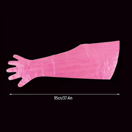 50pcs Clear Long Arm Glove Plastic Farm Glove Disposable Vet Glove Midwifery