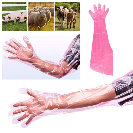 50pcs Clear Long Arm Glove Plastic Farm Glove Disposable Vet Glove Midwifery