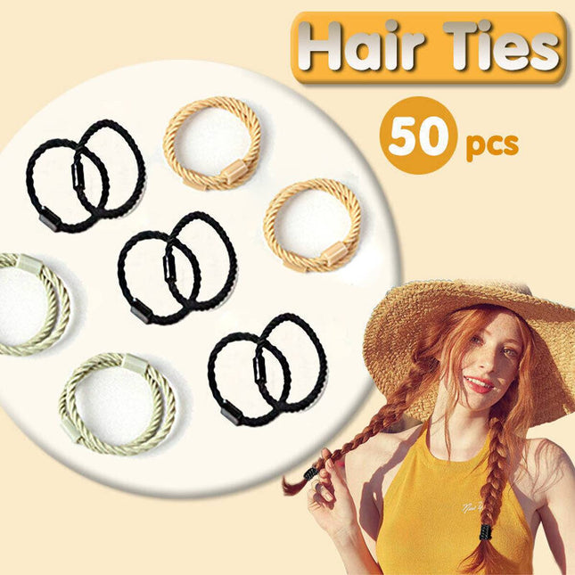 50 X Hair Ties Elastic Band Snagless Ponytail Tie School Bubbles Various Colours