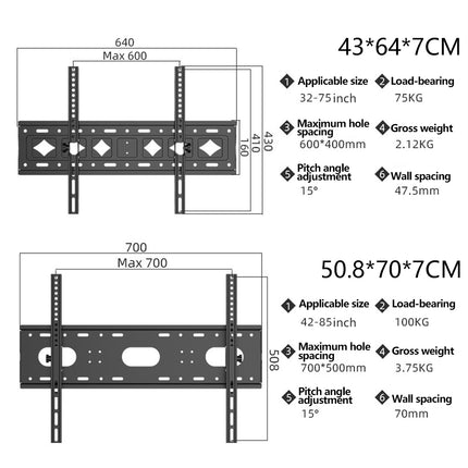 Wall Mount TV Bracket Tilt Angle Adjustable for Home Office Living Room TV Setup