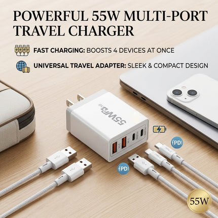 30W Qualcomm 3Port Qc3.0 Fast Charging Usb Wall Charger Adapter For Iphone Au