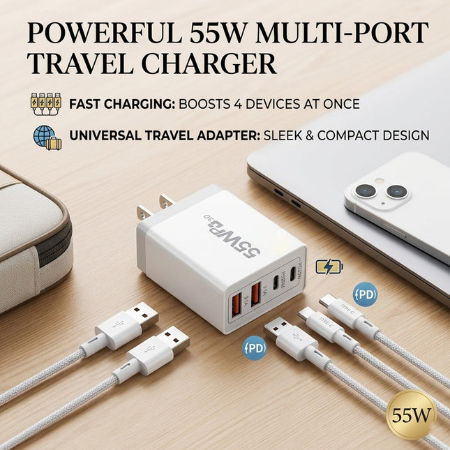 30W Qualcomm 3Port Qc3.0 Fast Charging Usb Wall Charger Adapter For Iphone Au