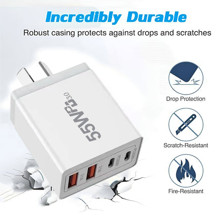 30W Qualcomm 3Port Qc3.0 Fast Charging Usb Wall Charger Adapter For Iphone Au