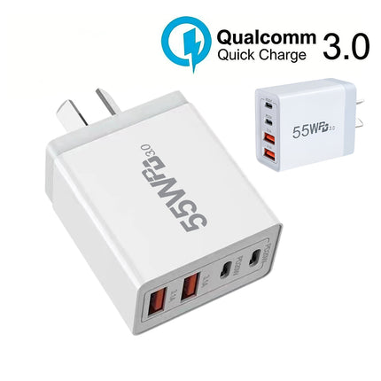 30W Qualcomm 3Port Qc3.0 Fast Charging Usb Wall Charger Adapter For Iphone Au