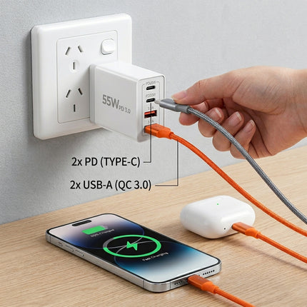 30W Qualcomm 3Port Qc3.0 Fast Charging Usb Wall Charger Adapter For Iphone Au