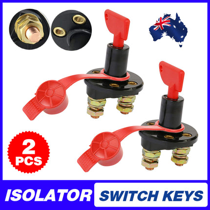 2pcs 12V 24V Disconnect Battery Isolator Cut Off Kill Switch Key Car Marine Boat