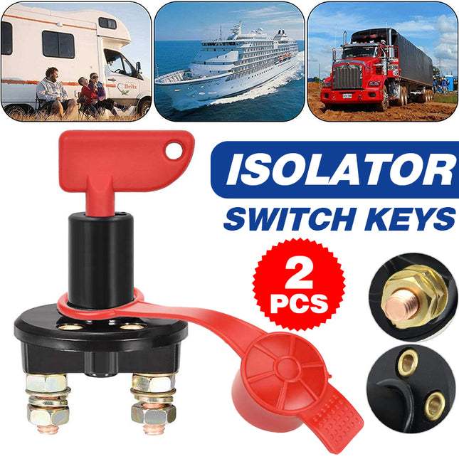 2pcs 12V 24V Disconnect Battery Isolator Cut Off Kill Switch Key Car Marine Boat