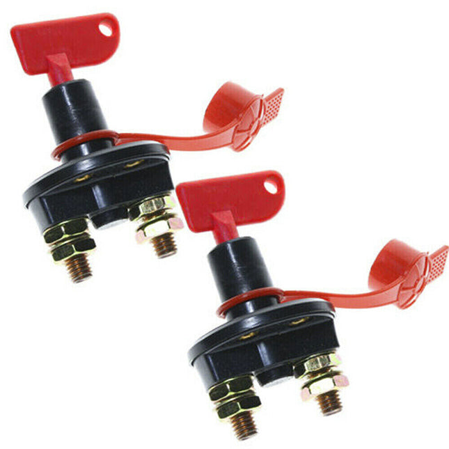 2pcs 12V 24V Disconnect Battery Isolator Cut Off Kill Switch Key Car Marine Boat