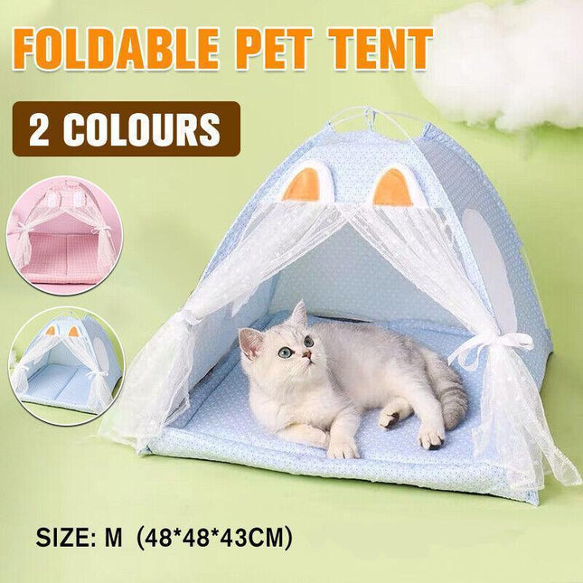 M Size Pet Dog Cat Nest Bed Tent House Puppy Cushion Warm Fluffy Portable Pet Tent Play - Aimall