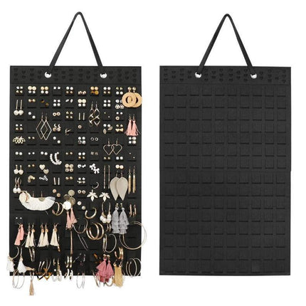 Hanging Jewelry Organizer Closet Necklace Holder Felt Jewelry Roll Jewelry - Aimall