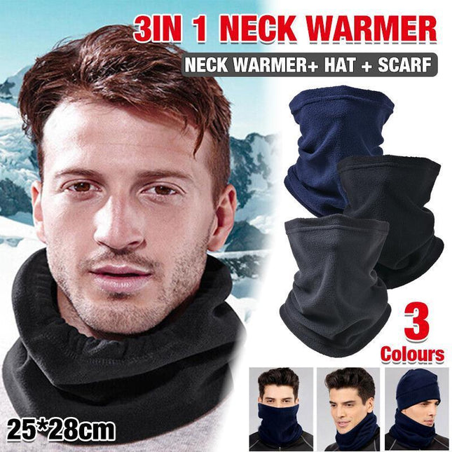Winter Warm Fleece Snood Scarf Neck Warmer Beanie Hat Ski Balaclava Men Women - Aimall