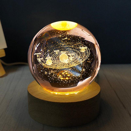 80mm Crystal Solar System Planet Globe 3D Laser Engraved Sun System Ball Gift - Aimall