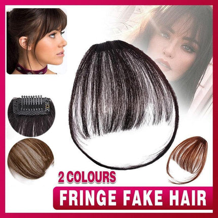 Clip In on Bangs Fringe Fake Hair Extensions Straight Front Neat Hair as Human - Aimall
