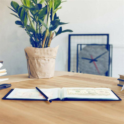 Navy BankNote 40 Pages Album Stock Collection Storage Currency Holder Pocket - Aimall