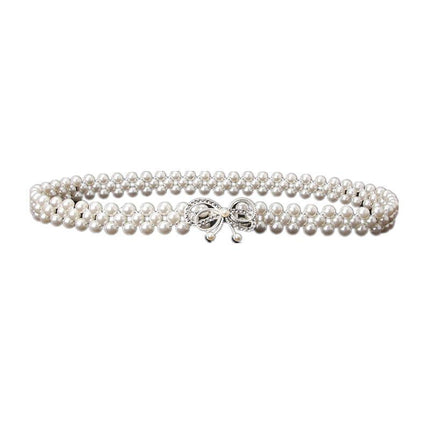 Women's Bead Chain Belt Pearl Waist Chain Dress Decorative Belt Waistband 8C - Aimall