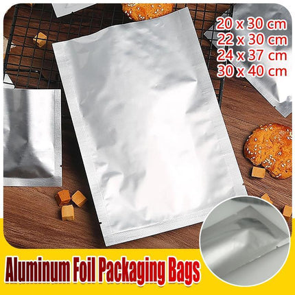 Silver Open Top Aluminum Foil Packaging Bags Heat Seal Vacuum Food Pouches - Aimall