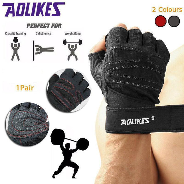 L Size Weight Lifting Gloves Gym Bodybuilding Fitness Workout Cycling Crossfit Men - Aimall