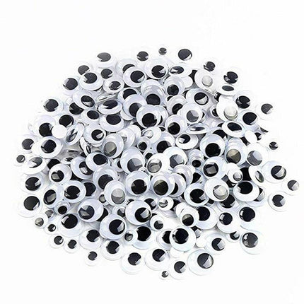 730x Google Googly Eyes Joggle Moveable Black Eye Wiggly Craft Stick On Adhesive - Aimall