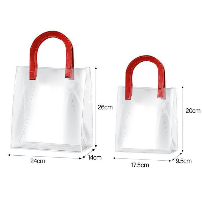 Transparent PVC Handheld Bags Transparent Gift Bag Handle Candy Containers Gifts Red - Aimall