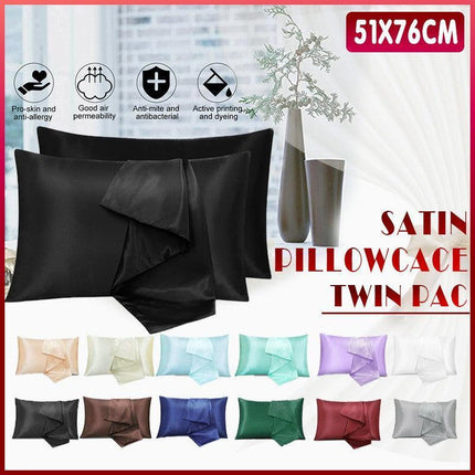 2X Satin Pillow Case Bedroom Pillowcase Cushion Covers Home Decor Luxury Slip - Aimall