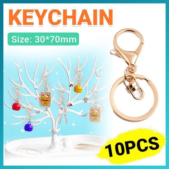 10X Rose Gold Swivel Lobster Clasp Trigger Clip Key Ring Keychain Split Ring DIY - Aimall
