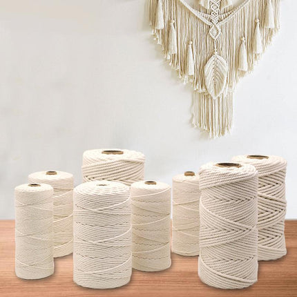 2/3/4MM Macrame Rope Natural Beige Cotton Twisted Cord Artisan Hand Craft - Aimall