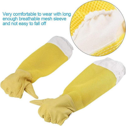 Beekeeping Gloves Goatskin with Vented Beekeeper Keeping Bee Long Sleeves - Aimall