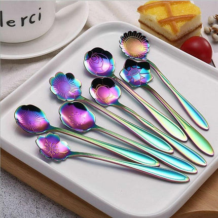 8x Spoon Long Handle Dessert Tea Coffee Mixing Spoon Stainless Steel Teaspoon - Aimall